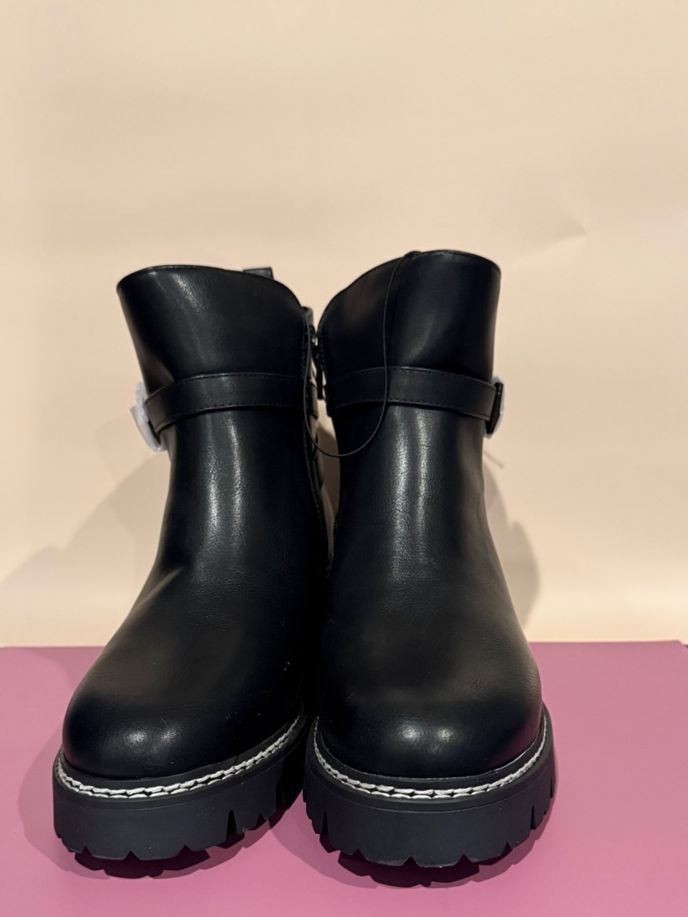 St. John's Bay Black Chunky Ankle Booties with Buckle